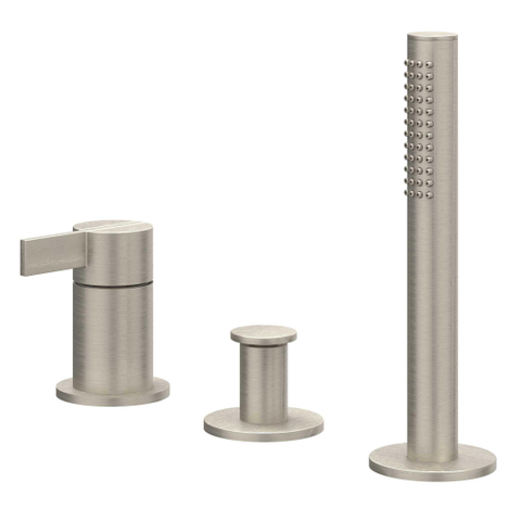 IVY Pact Combinaison de bord de baignoire - 3 voies - mitigeur - douchette extractible - sans bec - Nickel brossé PVD SW1031155