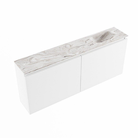 MONDIAZ TURE-DLUX meuble de toilette 120 cm Talc. EDEN lavabo Glace position à droite. Sans trou de robinet. SW1103135