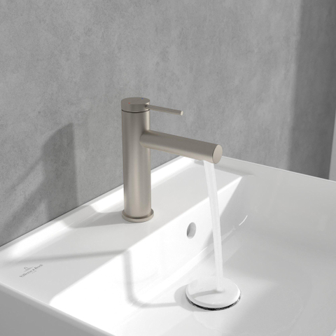 Villeroy & Boch Loop & Friends 1 greeps wastafelkraan - zonder waste - Brushed Nickel black (rvs) SW974143
