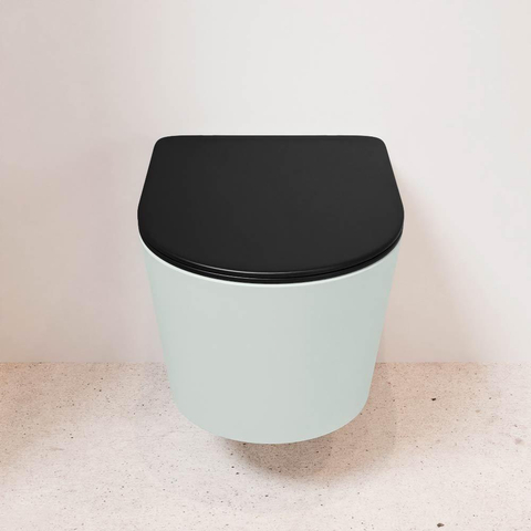 Mondiaz LAVIE WC suspendu – sans bride – 36 x 53 cm – avec abattant softclose – Greey (vert clair/gris), abattant Urban (noir) SW1208742