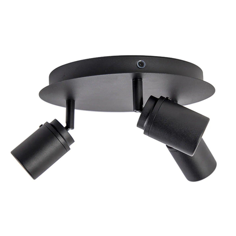 QAZQA Ducha plafonnier de salle de bains - 25x25cm - 3 spots - IP44 - noir mat SW1187202