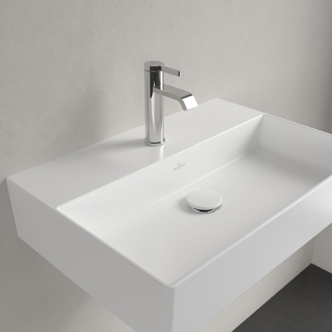 Villeroy & Boch memento 2.0 wastafel onderzijde - geslepen - 60x42cm - zonder overloop - 1 kraangat CeramicPlus - Stone White (mat wit) SW358410