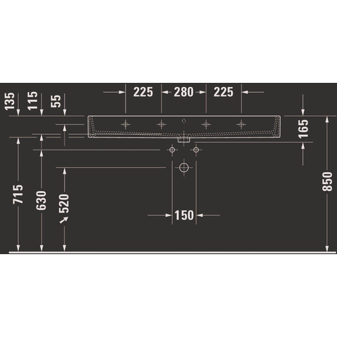 Duravit Vero air Wastafel - geslepen - met 2x1 kraangat - met overloop - 120x47cm - met wondergliss - inclusief bevestiging - wit SW156943