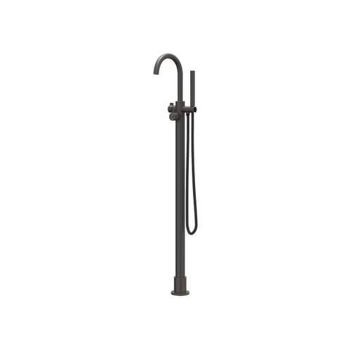 IVY Tribe Mitigeur de bain autoportant - bec pivotant - 150cm - Flexible de douche - Douchette à main en barre - RVS316 - noir carbone brossé PVD SW1031210