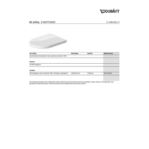 Duravit Starck 3 lunette de WC Blanc 0290518