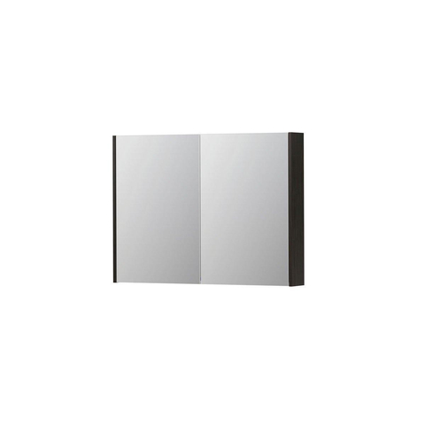 INK SPK2 Spiegelkast - 100x14x74cm - 2 deuren - dubbelzijdige Spiegel - schakelaar en stopcontact - MFC Intens eiken SW439988