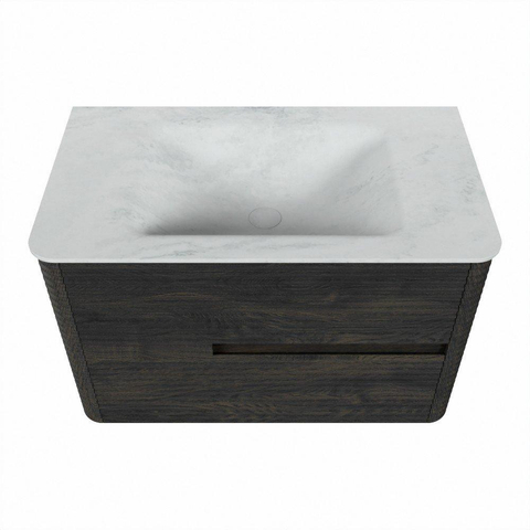 Mondiaz CIRO-DLUX Badkamermeubelset - 80x45x50cm - Solid surface wastafel Opalo - 1 wasbak Midden - zonder kraangaten - 2 lades - Shadow SW1532507