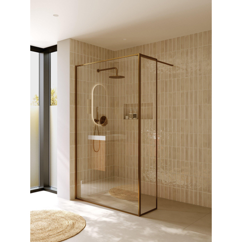 Riho Define paroi de douche - 120x200cm - forme L - verre transparent avec cadre - 6mm - gauche - cuivre mat SW1185419