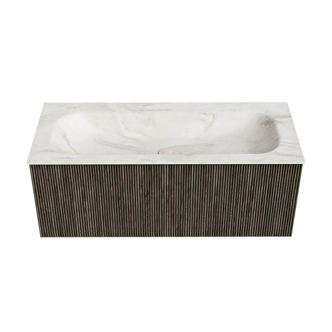 Mondiaz KURVE-DLUX Badkamermeubelset - 110x46x40cm - 1 lade - wastafel solid surface - midden - 1 kraangat - Shadow SW1414475
