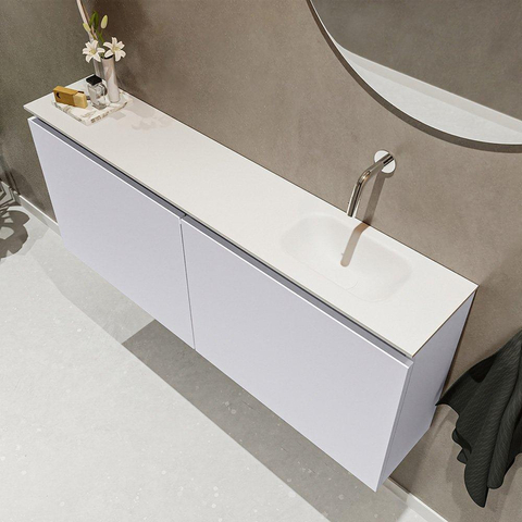 MONDIAZ TURE Toiletmeubel 120x23x50cm met 0 kraangaten 2 deuren cale mat Wastafel Eden rechts Solid Surface Wit SW475118