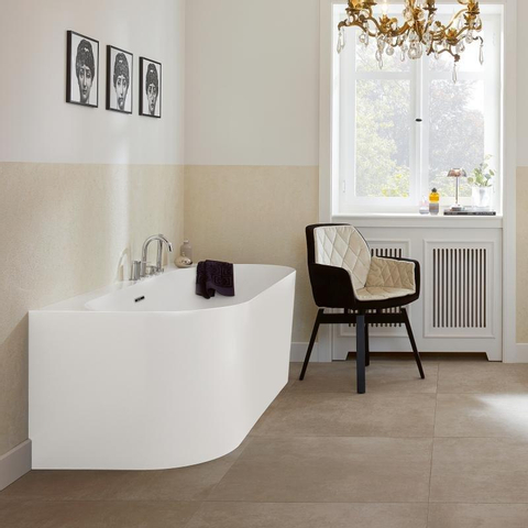 Villeroy & Boch Loop & Friends half - vrijstaand bad - 180x80cm Acryl - Stone White (mat wit) SW762356