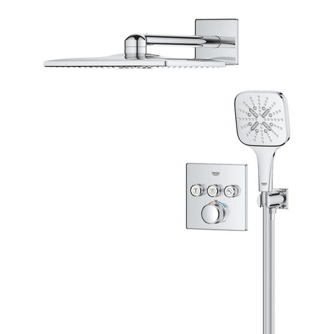 Grohe SmartControl Regendoucheset inbouw - hoofddouche vierkant - handdouche vierkant - chroom SW1186612
