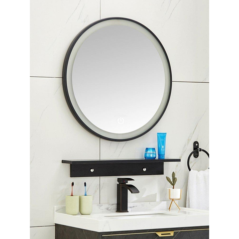 Xellanz lista nera miroir rond 60cm avec éclairage led dimmable noir mat SW655286