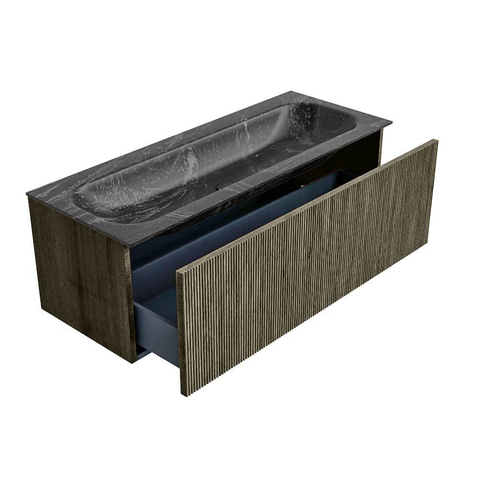 Mondiaz KURVE-DLUX Badkamermeubelset - 120x46x40cm - 1 lade - wastafel solid surface - midden - zonder kraangat - Shadow SW1414697