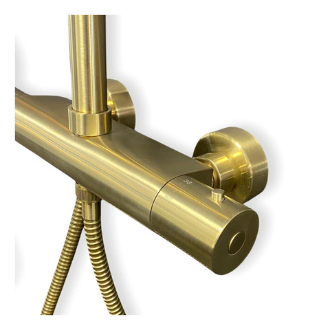Wiesbaden Caral Thermostatische regendoucheset - opbouw - PVD - geborsteld messing (goud) SW373304
