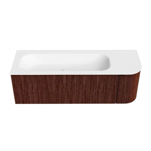 Mondiaz KURVE Badkamermeubelset - 135x46x40cm - 1 lade - 1 deur - wastafel solid surface - links - 1 kraangat - Ruby SW1415300