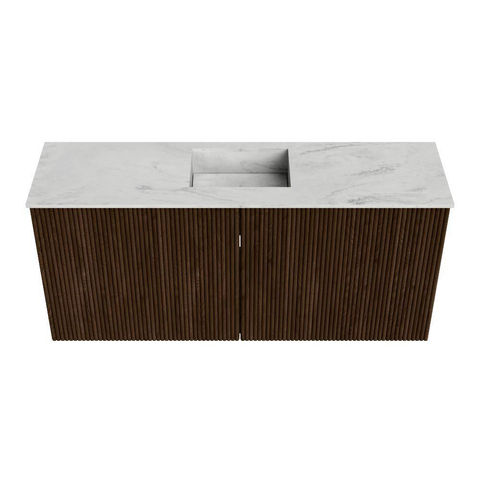 Mondiaz JOYA-DLUX 90cm meuble de salle de bains - couleur Walnut - Vasque FAYE position Milieu 1 trou de robinet couleur Opalo. SW1422510