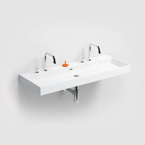 Clou Wash Me lavabo 110x42cm 7 trous de robinet prédécoupés aluite Blanc mat SW9247