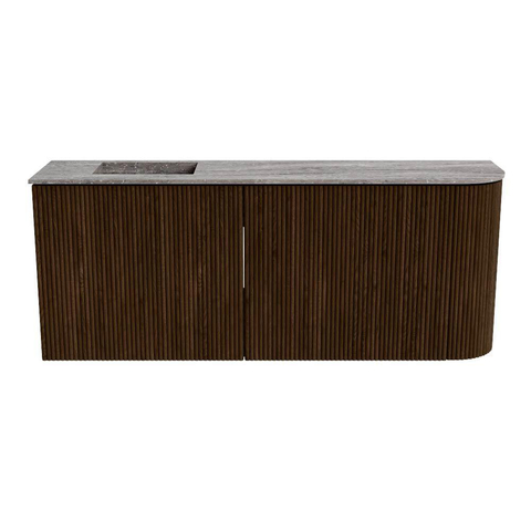 Mondiaz JOYA-DLUX 101.6cm toiletmeubel - ronding rechts kleur Walnut - Wastafel FAYE positie Links Zonder kraangat kleur Oza. SW1424614