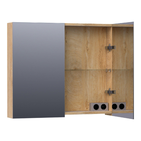 BRAUER Impress armoire de toilette - 80x70x15cm - sans éclairage - 2 portes miroir double face - Forest Tan SW392901