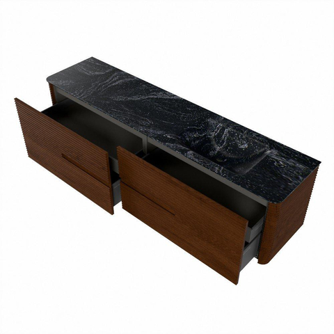 Mondiaz CIRO-DLUX Ensemble de meubles de salle de bains - 190x45x50cm - lavabo en solid surface Lava - 1 vasque à droite - sans trous de robinetterie - 4 tiroirs - Ruby SW1531641
