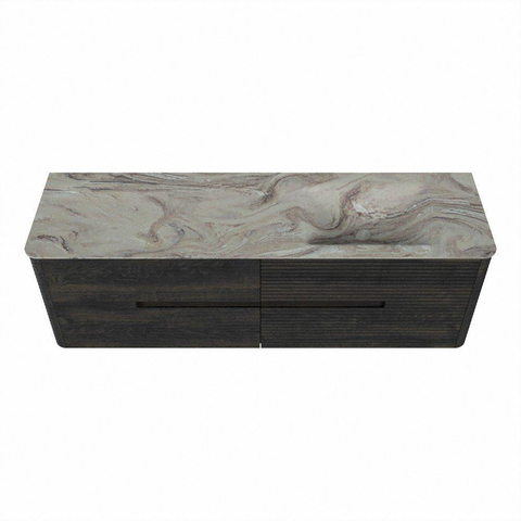 Mondiaz CIRO-DLUX Badkamermeubelset - 160x45x50cm - Solid surface wastafel Glace - 1 wasbak Rechts - zonder kraangaten - 4 lades - Shadow SW1532242