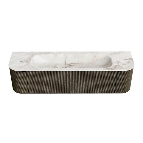 Mondiaz KURVE-DLUX Ensemble de meubles de salle de bains - 170x46x40cm - 1 tiroir - 2 portes - vasque solid surface - central - 1 trou de robinet - Shadow SW1414379