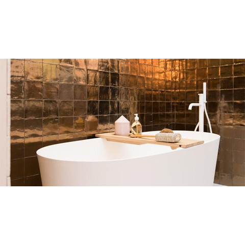 Vtwonen Villa wandtegel - 13x13cm - 8mm - vierkant - friese witjes - glans dark gold (goud) SW360041