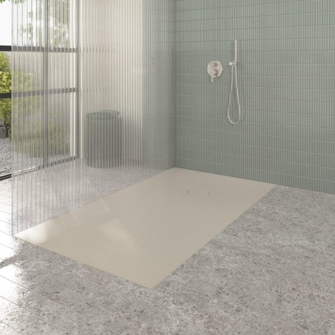 Villeroy & Boch Ecora douchebak - 180x100x4.5cm - afvoer korte zijde - almond (beige) SW1558928