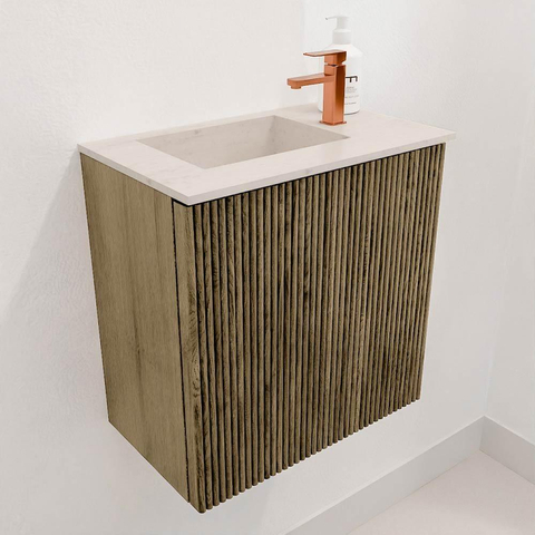 Mondiaz JOYA-DLUX 40cm toiletmeubel - kleur Dusk - Wastafel FAYE positie Links 1 kraangat kleur Meli. SW1419611