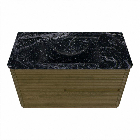 Mondiaz CIRO-DLUX Badkamermeubelset - 90x45x50cm - Solid surface wastafel Lava - 1 wasbak Midden - 1 kraangat - 2 lades - Dusk SW1533061
