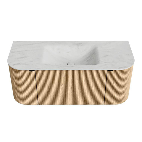 MONDIAZ KURVE-DLUX Meuble de salle de bains 110cm avec module 25 Len R couleur Chêne avec 1 tiroir et 2 portes. Lavabo CLOUD central 1 trou de robinet couleur Opalo. SW1137505