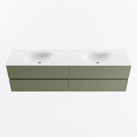Mondiaz VICA Ensemble meuble de salle de bains - 180cm - army - 4 tiroirs - Lavabo MOON - double 2 trous de robinet - couleur talc - Version XL 60cm de haut SW1189223