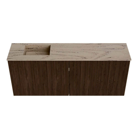 Mondiaz JOYA-DLUX 100cm toiletmeubel - kleur Walnut - Wastafel FAYE positie Links Zonder kraangat kleur Arena. SW1424349