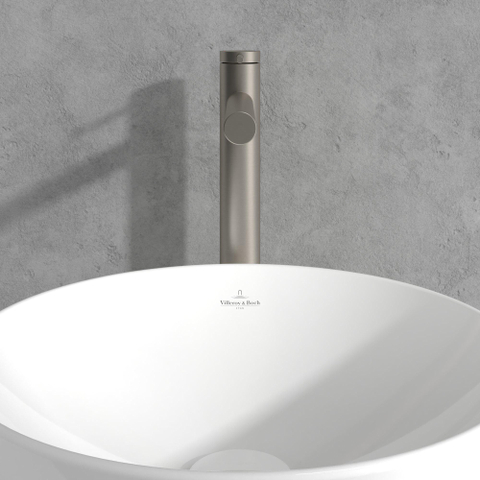 Villeroy & Boch Loop & Friends 1 greeps wastafelkraan verhoogd - zonder waste - Brushed Nickel (rvs) SW974160