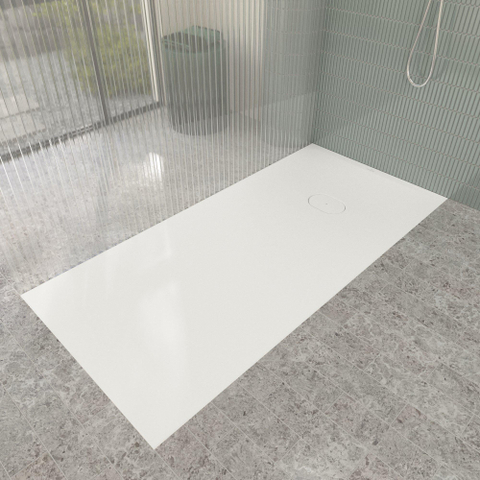 Villeroy & Boch Ecora douchebak - 170x80x4.5cm - afvoer korte zijde - stone white (wit) SW1558961