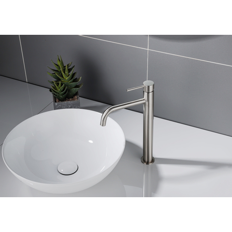 Fortifura Calvi Slim Wastafelkraan - 32cm - verhoogd - opbouw - PVD - geborsteld RVS SW377859