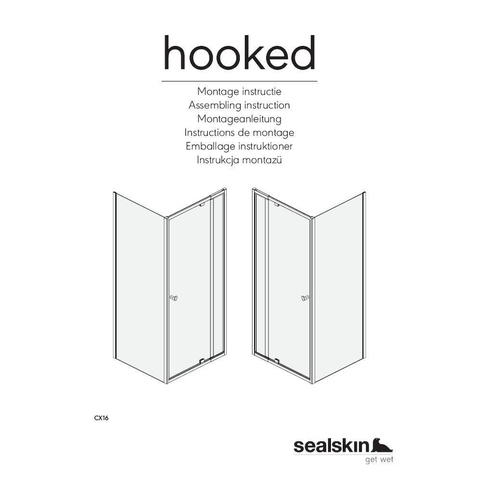 Sealskin Hooked draaideur 100x100cm met zijwand 6mm veiligheidsglas zilver hoogglans SW543183