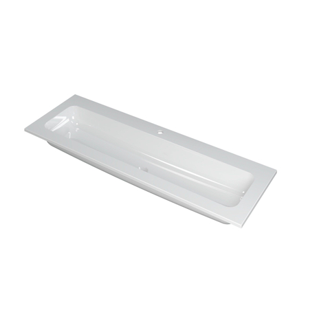 INK Faktor wastafel - 140x45x1.5cm - 1 wasbak - 1 kraangat - polystone wit glans SW207287