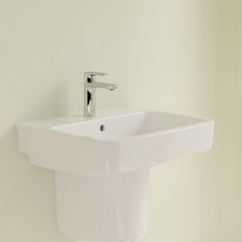 Villeroy & Boch O.novo wastafel - 55x46cm - met overloop - 1 kraangat - White Alpine (glans wit) SW448415