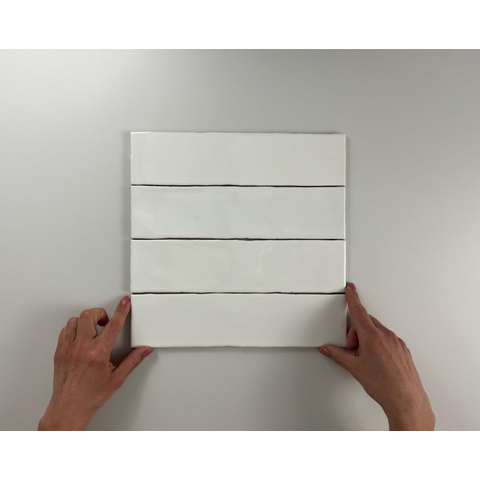 ÉCHANTILLON Terravito Pavero carreau mural - 7.5x30cm - Rectangulaire - 8.6mm - Blanc brillant SW736373