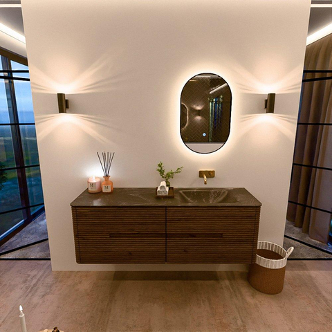 Mondiaz CIRO-DLUX Badkamermeubelset - 150x45x50cm - Solid surface wastafel Lava - 1 wasbak Rechts - zonder kraangaten - 4 lades - Dusk SW1533051