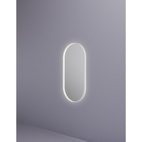 Hotbath &MORE Spiegel Oval - 40x80cm - direct en indirect LED - spiegelverwarming - dimbaar - met afstandsbediening - mat wit SW1245610