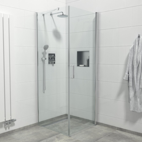 Marenza Neptune Douchecabine - 1 draaideur - Zijwand - 80x80x200cm - 6mm veiligheidsglas - anti kalk - chroom SW238230