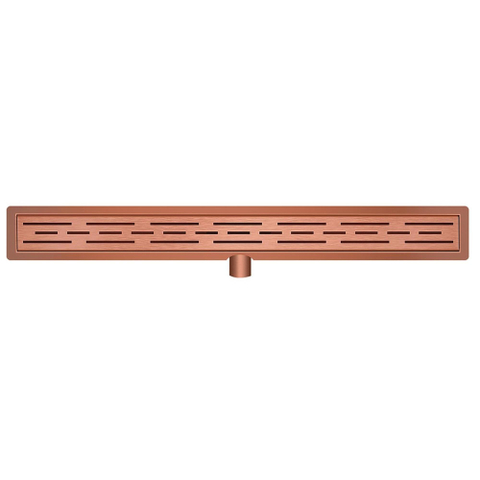Wiesbaden Douchegoot met flens en rooster - 100x7cm - PVD - geborsteld brons koper SW451303