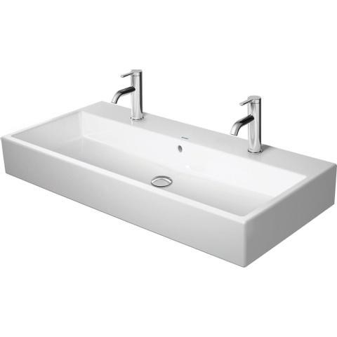 Duravit Vero air Wastafel - geslepen - met 2x1 kraangat - met overloop - 100x47cm - met wondergliss - inclusief bevestiging - wit SW156941