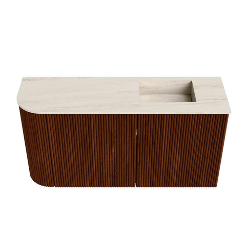 Mondiaz JOYA-DLUX 81.6cm toiletmeubel - ronding links kleur Ruby - Wastafel FAYE positie Rechts Zonder kraangat kleur Meli. SW1425376