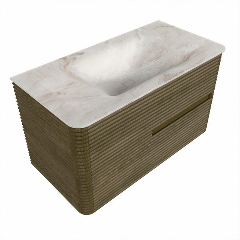 Mondiaz CIRO-DLUX Badkamermeubelset - 90x45x50cm - Solid surface wastafel Frappe - 1 wasbak Midden - zonder kraangaten - 2 lades - Dusk SW1532802
