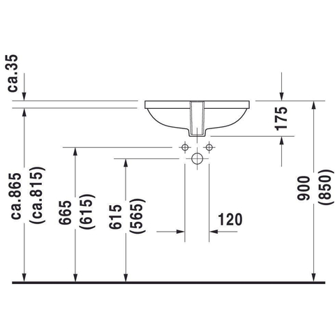 Duravit D-code Onderbouwwastafel - 49.5x32cm - zonder kraangat - met overloop - glans wit 0315114