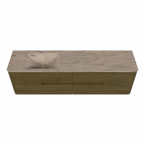 Mondiaz CIRO-DLUX Badkamermeubelset - 180x45x50cm - Solid surface wastafel Arena - 1 wasbak Links - 1 kraangat - 4 lades - Dusk SW1533084